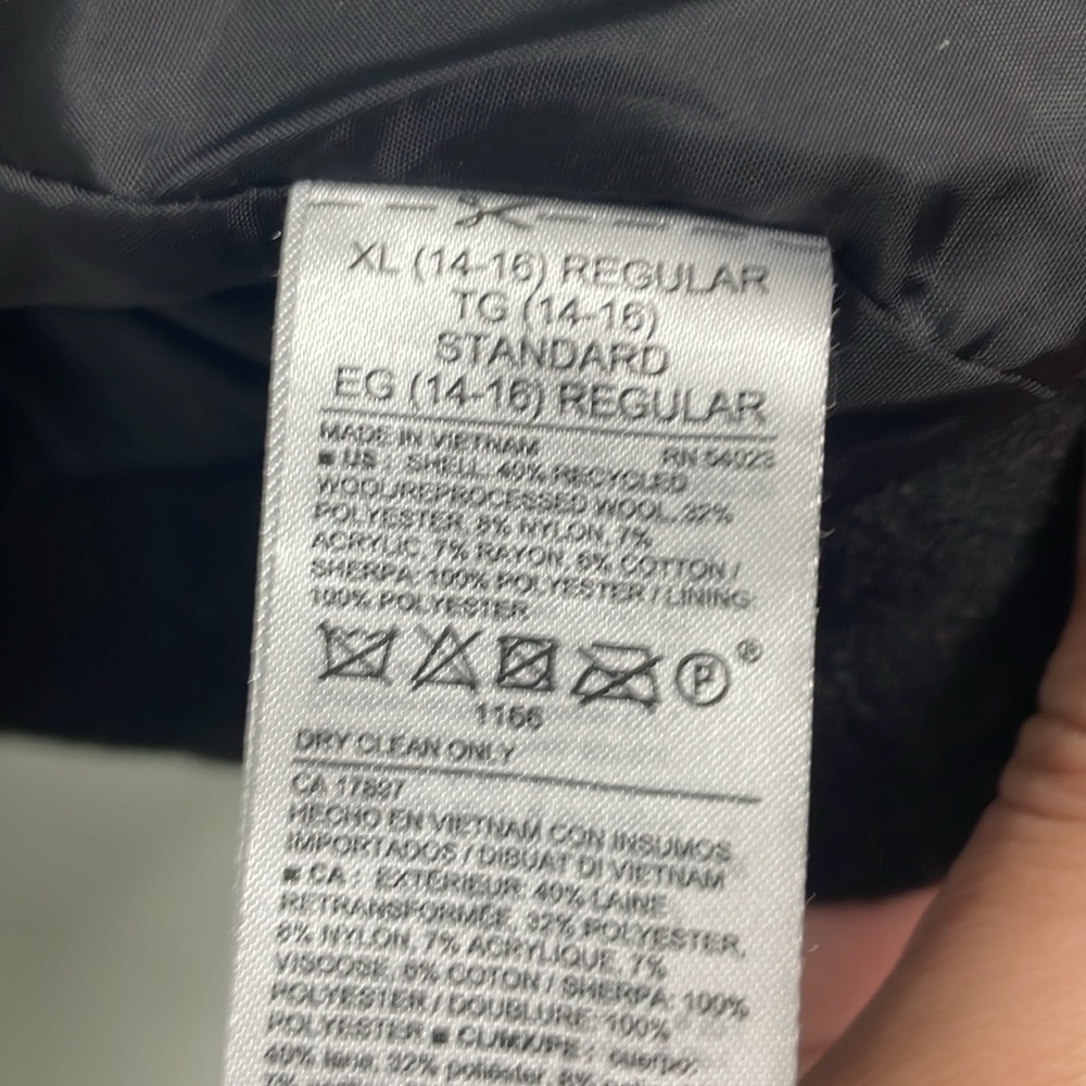 Old Navy Boys Black Wool Zip Up Lined Jacket XL - Picture 7 of 10